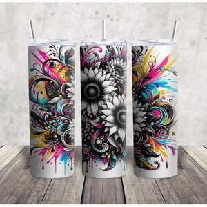 Hand Crafted Colorful Floral Tumbler